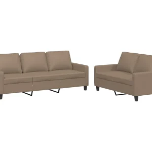 2-delige Loungeset met kussens kunstleer cappuccino