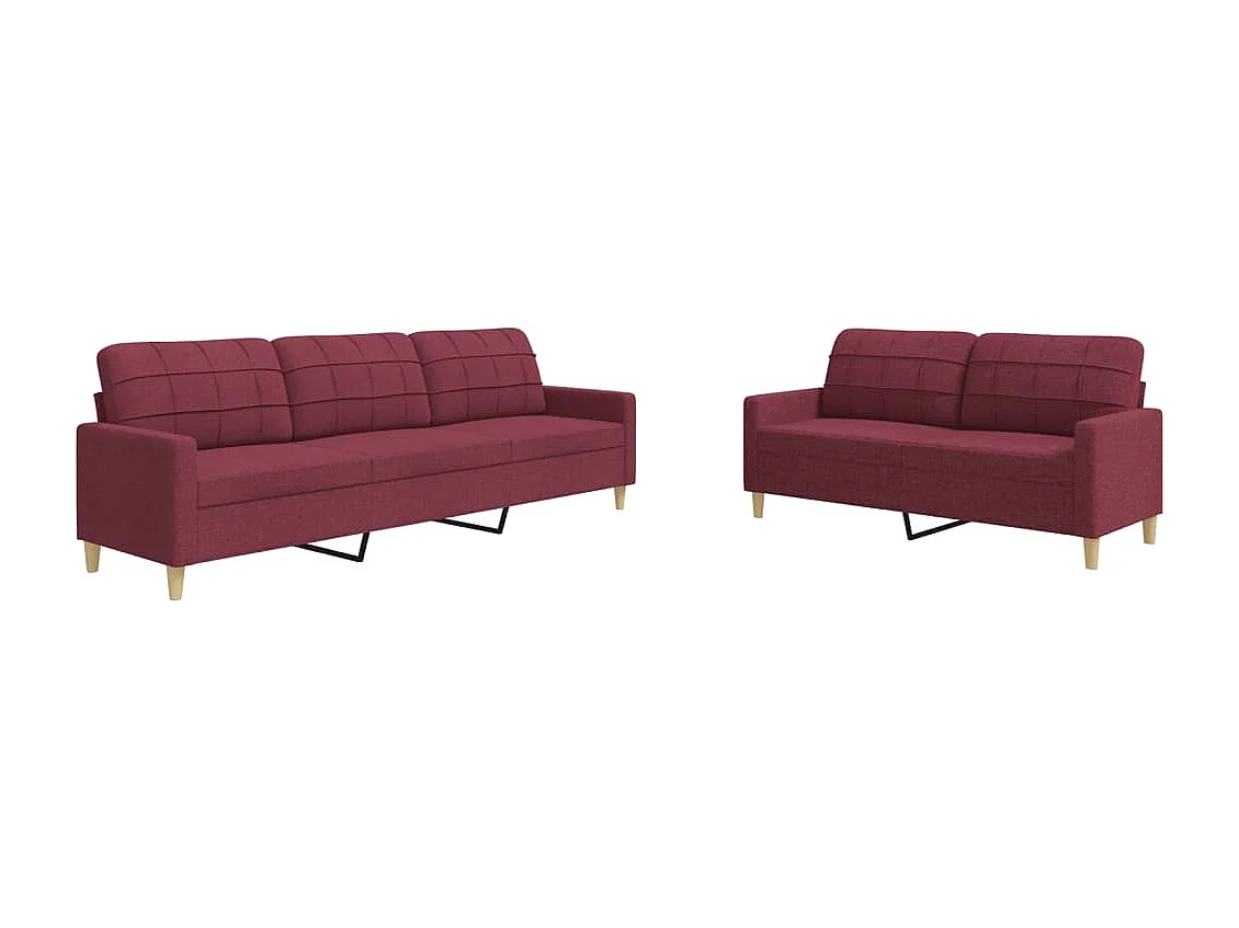 2-delige Loungeset stof wijnrood