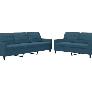 2-delige Loungeset met kussens fluweel blauw 2-delige Loungeset met kussens fluweel blauw