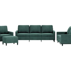 4-delige Loungeset met kussens fluweel donkergroen 4-delige Loungeset met kussens fluweel donkergroen