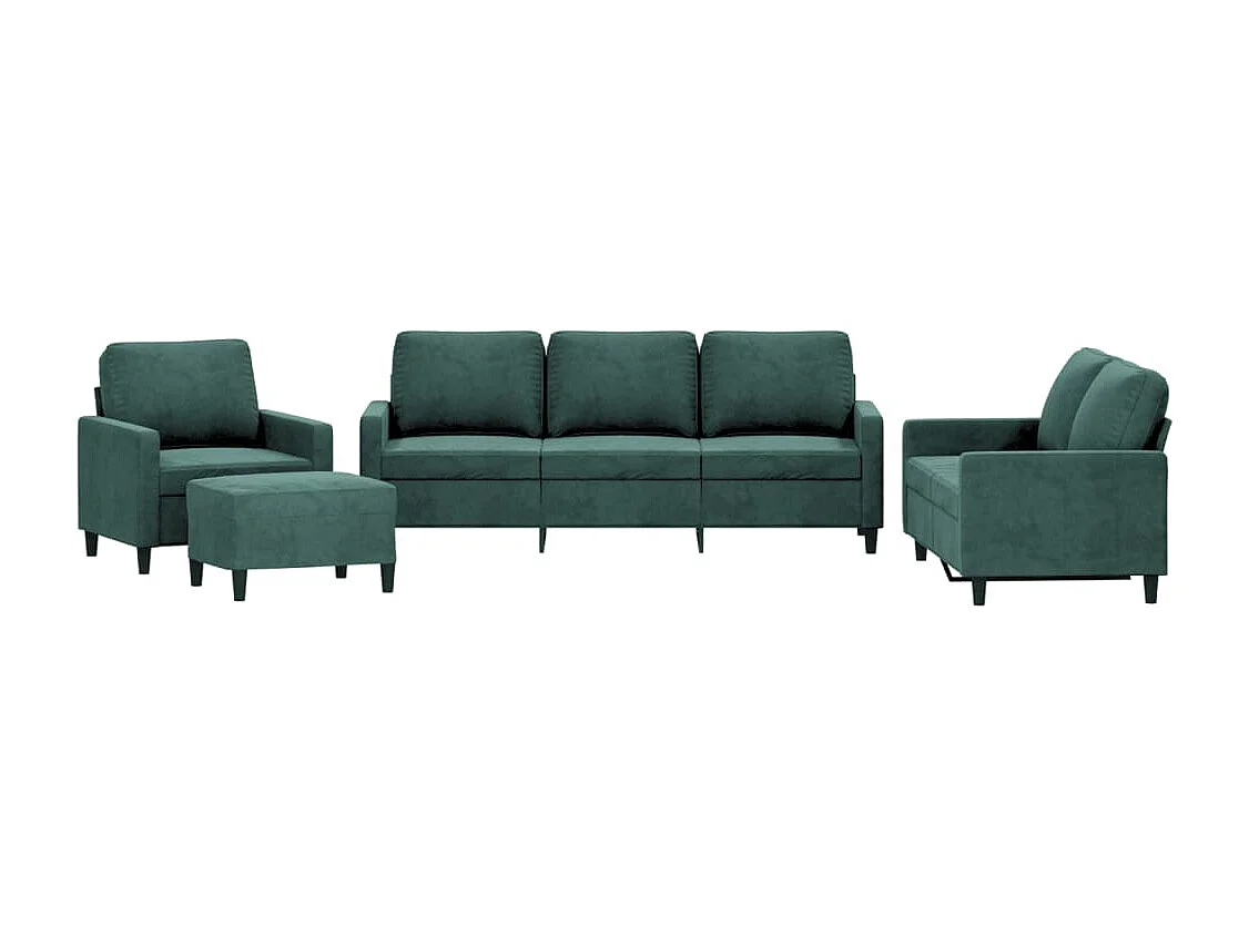 4-delige Loungeset met kussens fluweel donkergroen