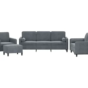 4-delige Loungeset met kussens fluweel donkergrijs 4-delige Loungeset met kussens fluweel donkergrijs