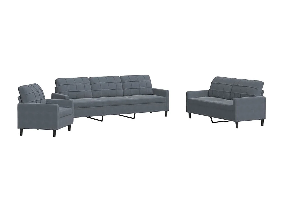 4-delige Loungeset met kussens fluweel donkergrijs