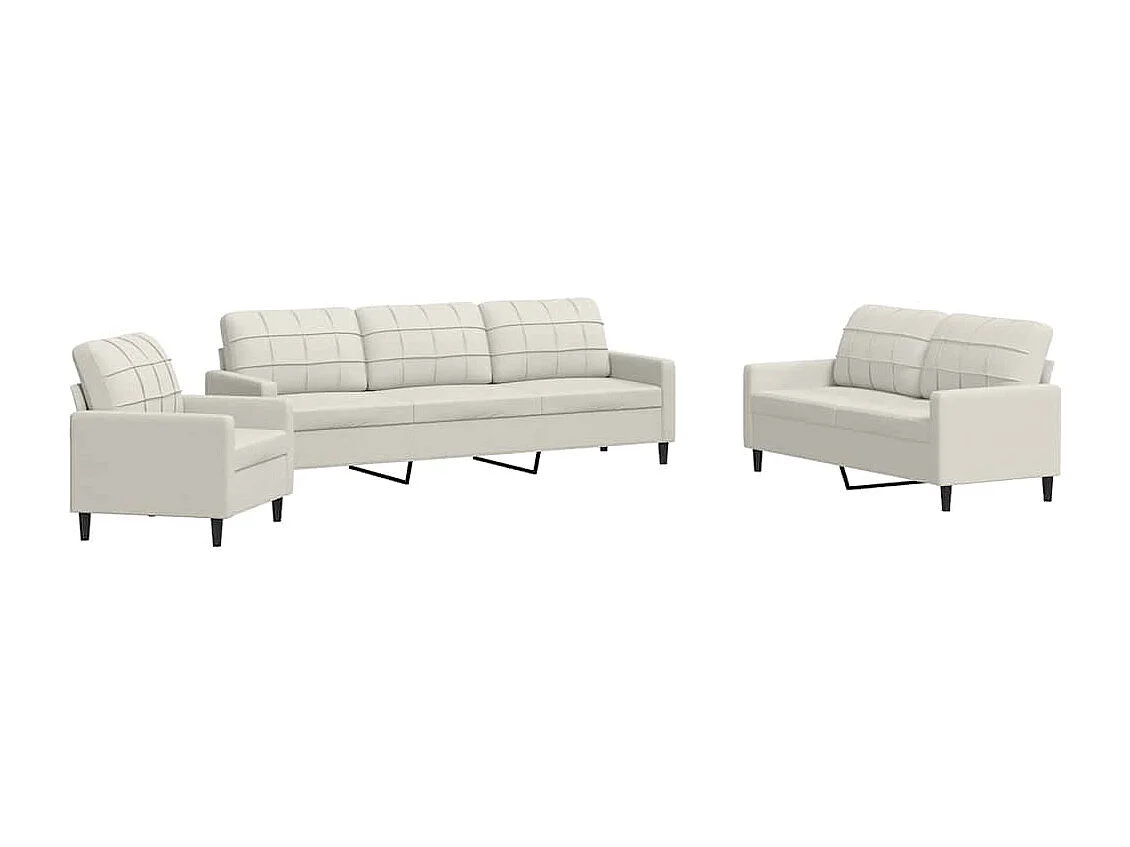 4-delige Loungeset met kussens fluweel crèmekleurig