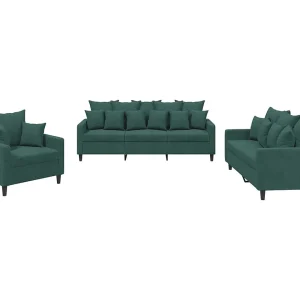 3-delige Loungeset met kussens fluweel donkergroen 3-delige Loungeset met kussens fluweel donkergroen