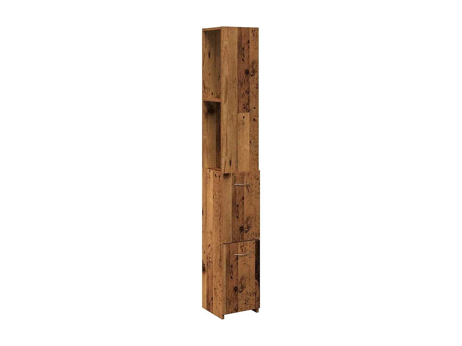 Badkamerkast 25x25x170 cm bewerkt hout oud houtkleurig