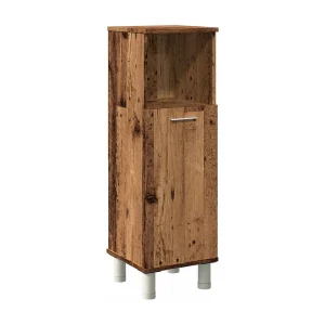 Badkamerkast 30x30x95 cm bewerkt hout oud houtkleurig