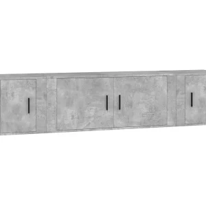 3-delige Tv-meubelset bewerkt hout betongrijs 3-delige Tv-meubelset bewerkt hout betongrijs