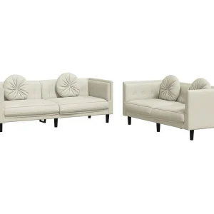 2-delige Loungeset met kussens fluweel crèmekleurig 2-delige Loungeset met kussens fluweel crèmekleurig