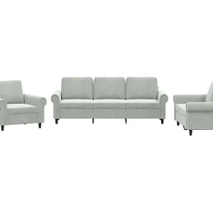 3-delige Loungeset met kussens fluweel lichtgrijs 3-delige Loungeset met kussens fluweel lichtgrijs