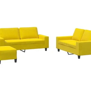 3-delige Loungeset stof lichtgeel