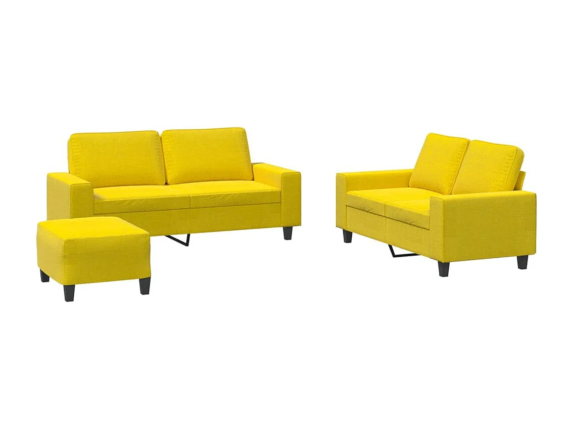 3-delige Loungeset stof lichtgeel