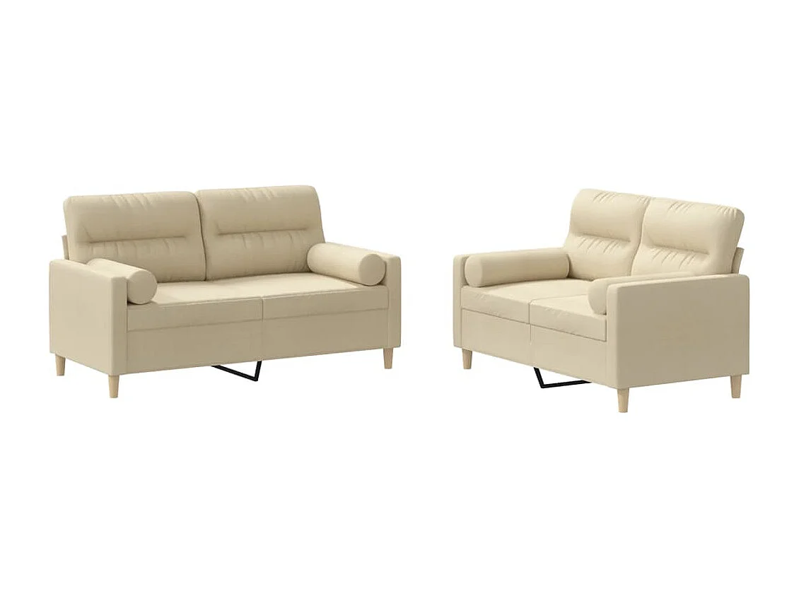 2-delige Loungeset met kussens stof crèmekleurig