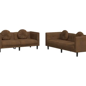 2-delige Loungeset met kussens fluweel bruin 2-delige Loungeset met kussens fluweel bruin