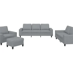4-delige Loungeset stof lichtgrijs