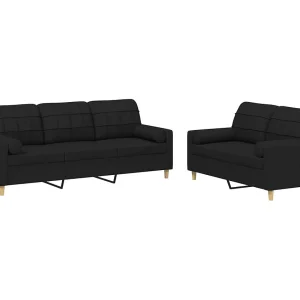 2-delige Loungeset met kussens stof zwart