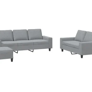 3-delige Loungeset stof lichtgrijs