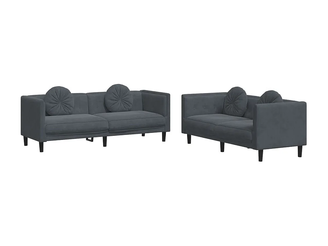2-delige Loungeset met kussens fluweel donkergrijs