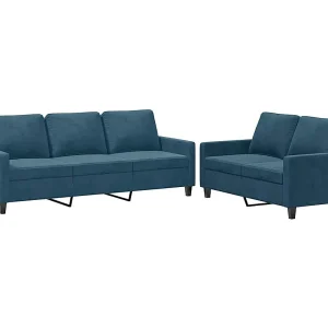 2-delige Loungeset met kussens fluweel blauw 2-delige Loungeset met kussens fluweel blauw