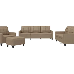 4-delige Loungeset met kussens kunstleer cappuccino 4-delige Loungeset met kussens kunstleer cappuccino