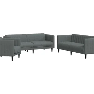 3-delige Loungeset stof donkergrijs