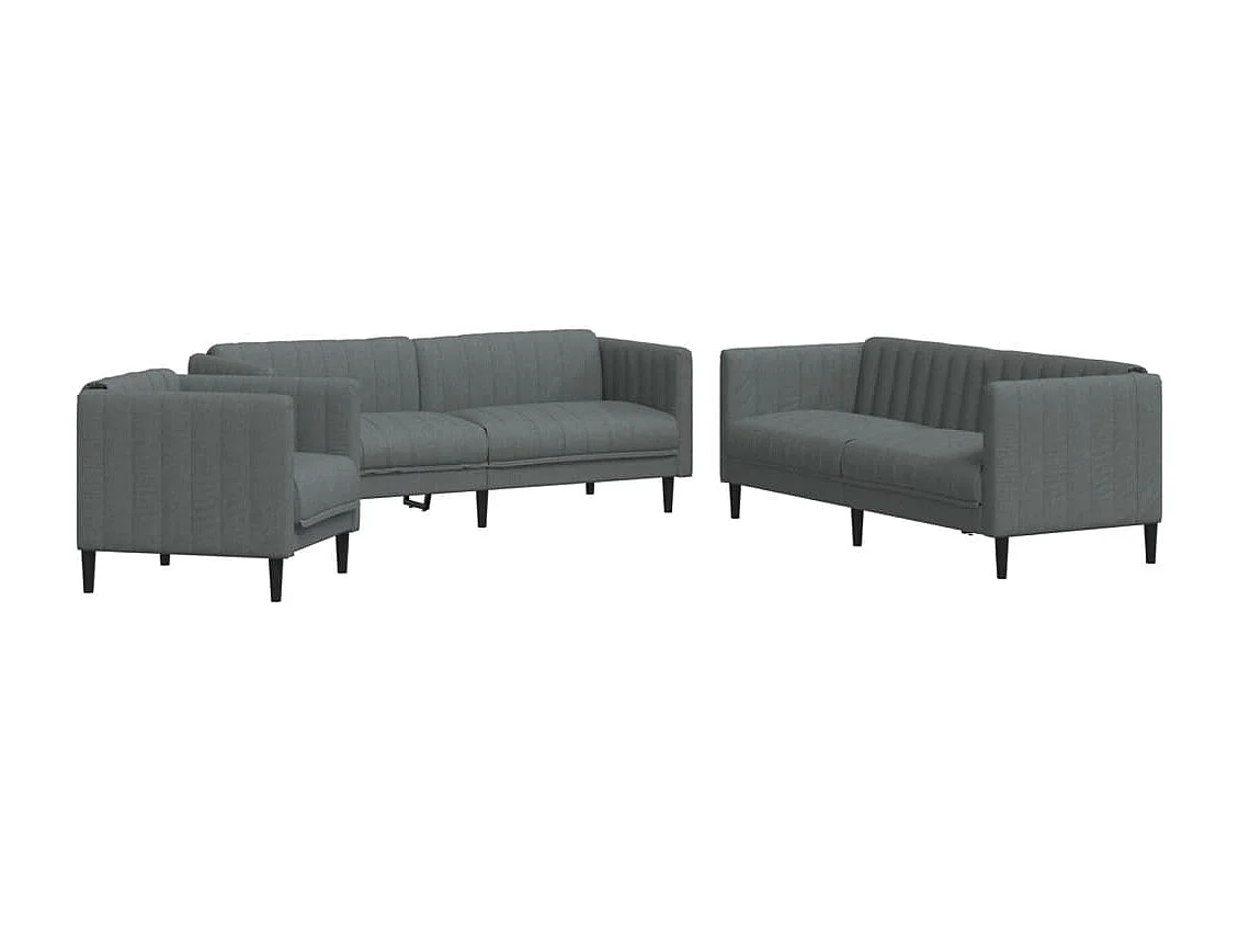 3-delige Loungeset stof donkergrijs