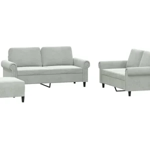 3-delige Loungeset met kussens fluweel lichtgrijs 3-delige Loungeset met kussens fluweel lichtgrijs