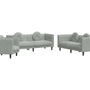 3-delige Loungeset met kussens fluweel lichtgrijs 3-delige Loungeset met kussens fluweel lichtgrijs