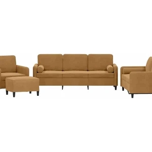 4-delige Loungeset met kussens fluweel bruin 4-delige Loungeset met kussens fluweel bruin