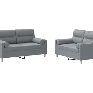 2-delige Loungeset met kussens stof lichtgrijs