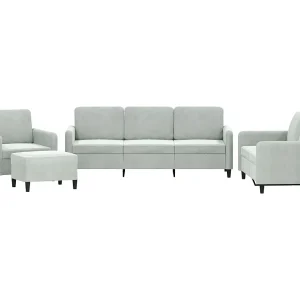 4-delige Loungeset fluweel lichtgrijs 4-delige Loungeset fluweel lichtgrijs