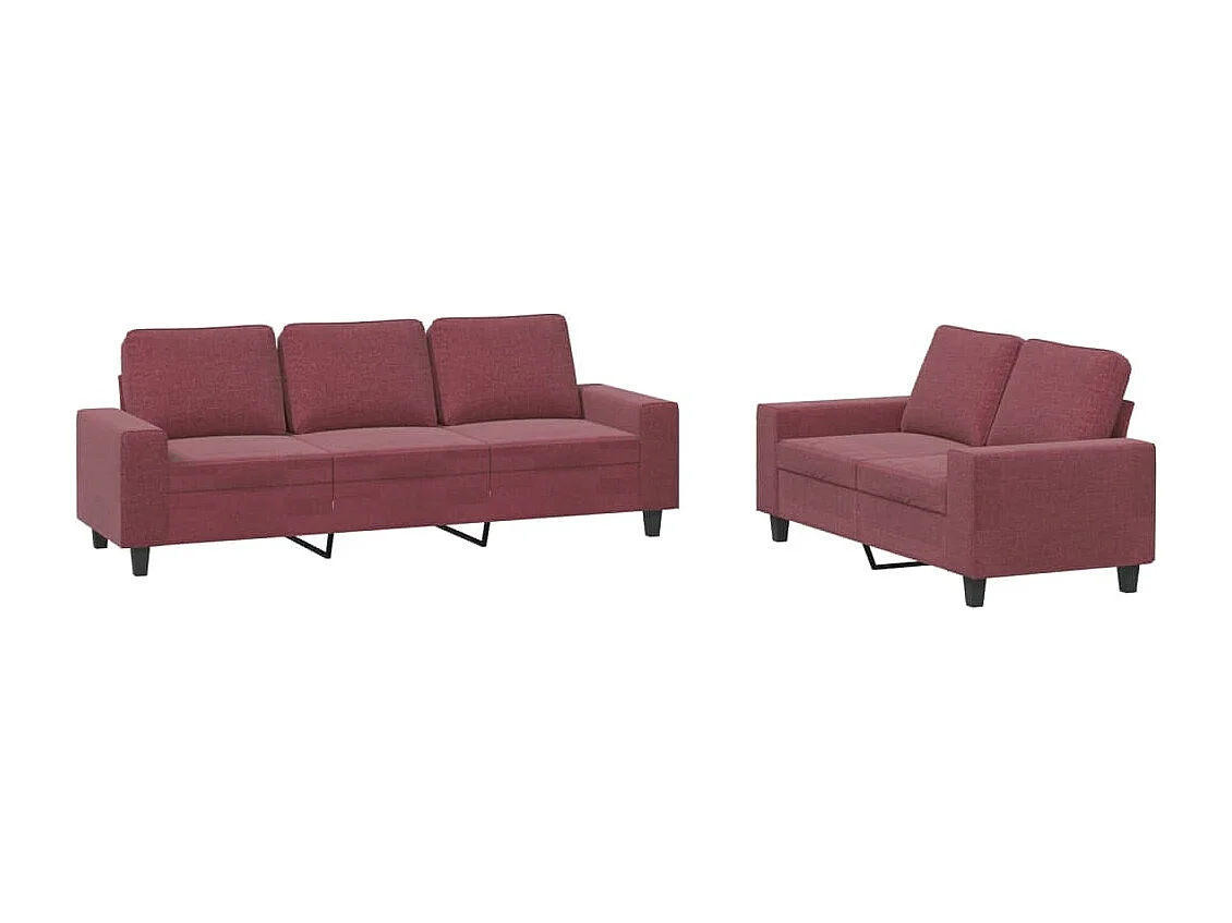 2-delige Loungeset stof wijnrood