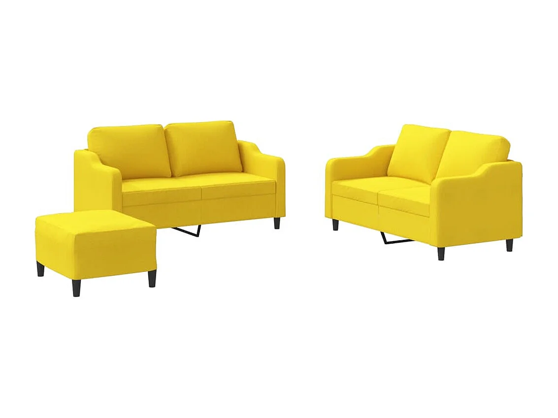 3-delige Loungeset met kussens stof lichtgeel