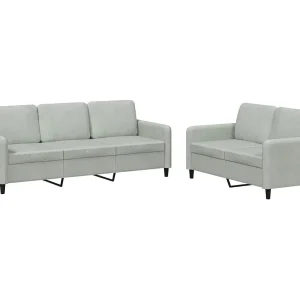 2-delige Loungeset fluweel lichtgrijs