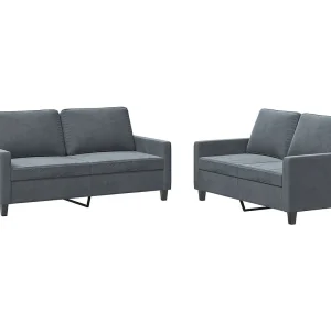 2-delige Loungeset met kussens fluweel donkergrijs 2-delige Loungeset met kussens fluweel donkergrijs