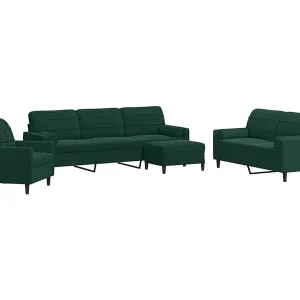 4-delige Loungeset met kussens en bolsters fluweel donkergroen 4-delige Loungeset met kussens en bolsters fluweel donkergroen