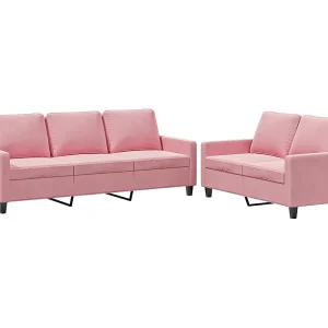 2-delige Loungeset met kussens fluweel roze