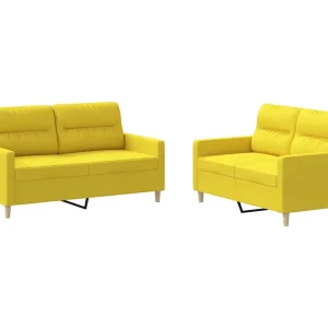 2-delige Loungeset met kussens stof lichtgeel 2-delige Loungeset met kussens stof lichtgeel