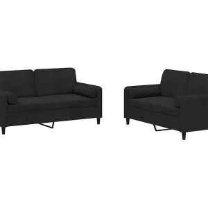 2-delige Loungeset met kussens fluweel zwart