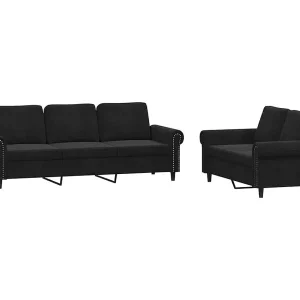 2-delige Loungeset met kussens fluweel zwart