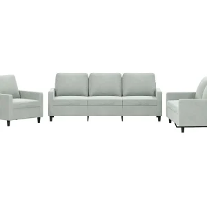 3-delige Loungeset met kussens fluweel lichtgrijs 3-delige Loungeset met kussens fluweel lichtgrijs