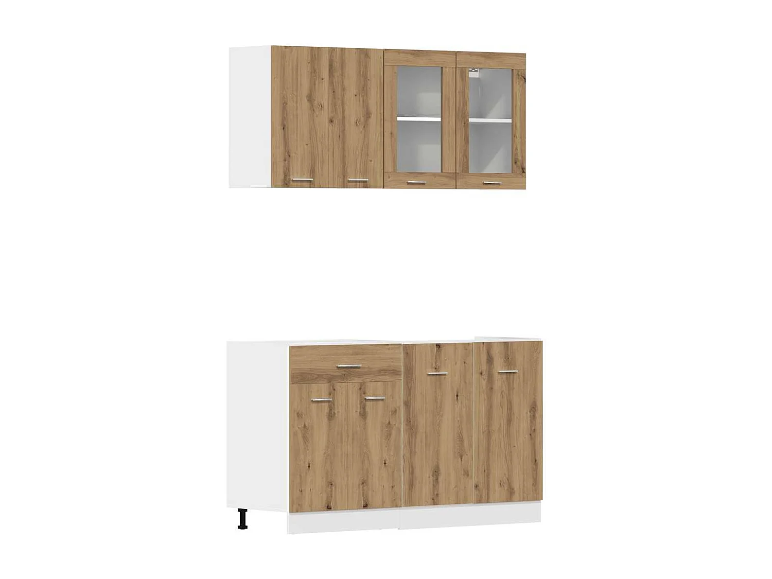 4-delige Keukenkastenset Lyon bewerkt hout artisanaal eikenkleurig