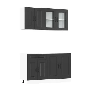 4-delige Keukenkastenset Kalmar bewerkt hout zwart 4-delige Keukenkastenset Kalmar bewerkt hout zwart