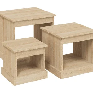3-delige Salontafelset bewerkt hout sonoma eikenkleurig 3-delige Salontafelset bewerkt hout sonoma eikenkleurig