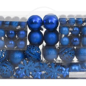 111-delige Kerstballenset polystyreen blauw 111-delige Kerstballenset polystyreen blauw