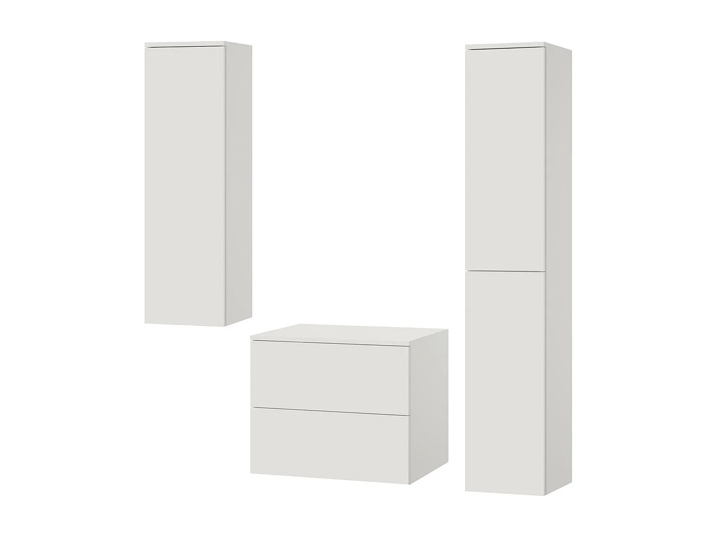 Badkamerset 3-delig: Wastafelonderkast + 2 Kolomkasten Kleur Wit (2S 60 + 1D 100 + 2D 160)