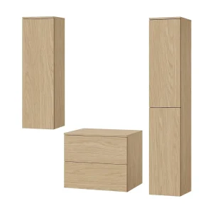 Badkamerset 3-delig: Wastafelonderkast + 2 Kolomkasten Kleur Lente-eik (2S 60 + 1D 100 + 2D 160) Badkamerset 3-delig: Wastafelonderkast + 2 Kolomkasten Kleur Lente-eik (2S 60 + 1D 100 + 2D 160)