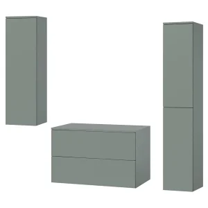 Badkamerset 3-delig: Wastafelonderkast + 2 Kolomkasten Kleur Aloë (2S 80 + 1D 100 + 2D 160) Badkamerset 3-delig: Wastafelonderkast + 2 Kolomkasten Kleur Aloë (2S 80 + 1D 100 + 2D 160)