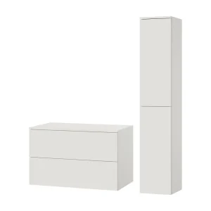 Badkamerset 2-delig: Wastafelonderkast + Kolomkast Kleur Wit (2S 80 + 2D 160) Badkamerset 2-delig: Wastafelonderkast + Kolomkast Kleur Wit (2S 80 + 2D 160)