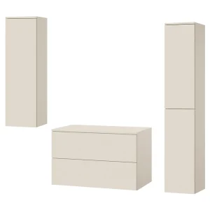 Badkamerset 3-delig: Wastafelonderkast + 2 Kolomkasten Kleur Macadamia (2S 80 + 1D 100 + 2D 160) Badkamerset 3-delig: Wastafelonderkast + 2 Kolomkasten Kleur Macadamia (2S 80 + 1D 100 + 2D 160)
